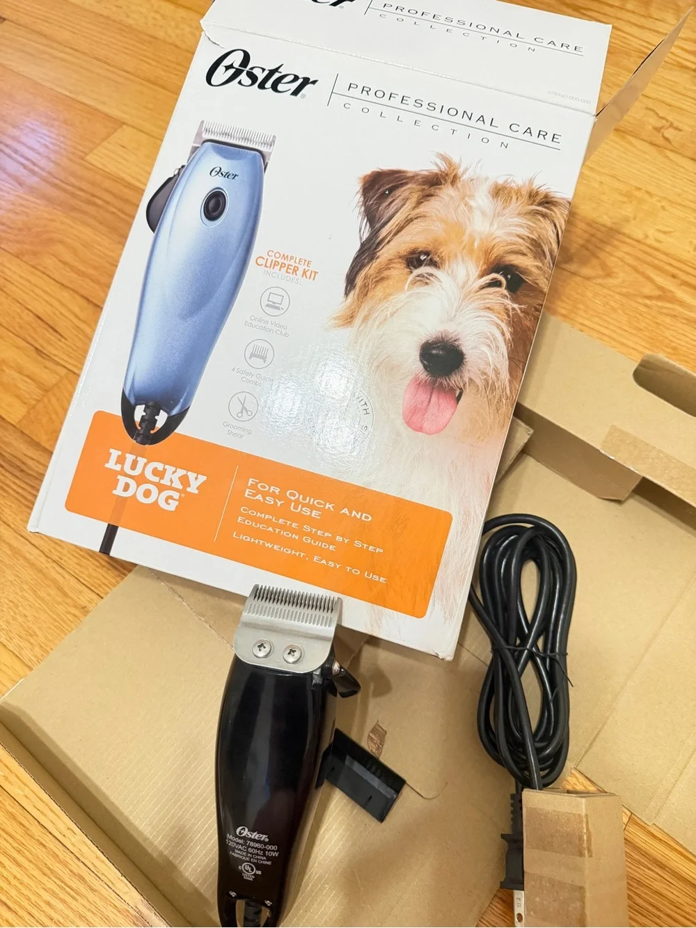 New in Box Oster Blue Lucky Dog Pet Clipper Grooming Kit with attachments